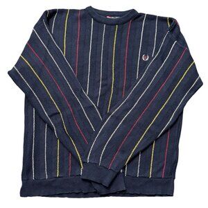 Vintage Ralph Lauren Chaps Sweater Mens XXL Navy Blue Vertical Stripe‎ Colorful